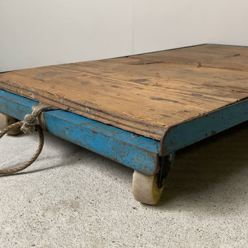 ヴィンテージ トロリー 紐台車 キャスターカート 古い台車 スチール