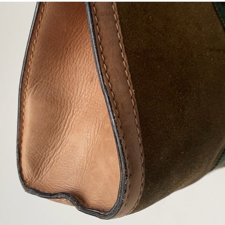 GUCCI  オールドグッチ  ポーチ  シェリーライン  スエード/ピグスキン  インナーはGGのコーティングファブリック  ベロクロ開閉 インバッグ セカンドバッグ