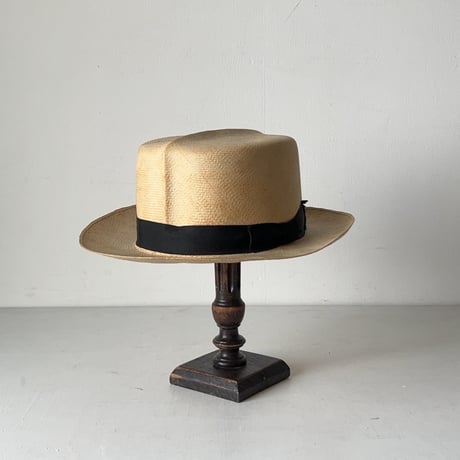 SAKAMOTO HATTER  坂本高級紳士帽子専門店  ヴィンテージ パナマハット レディース 頭周約55cm 編み帽子 昭和期 保存箱有