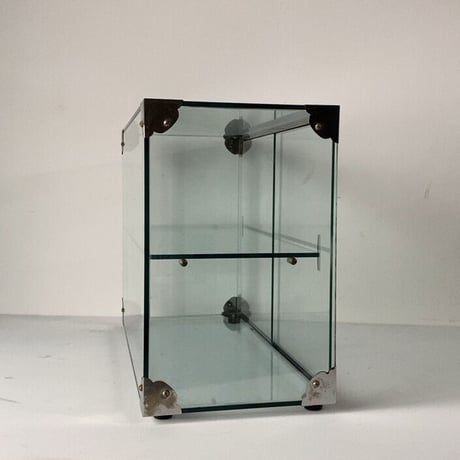 ヴィンテージ ショーケース  古い小型ガラスケース  幅約46cm フレームレス  シンプルデザイン  昭和期 陳列棚 店舗什器 良品