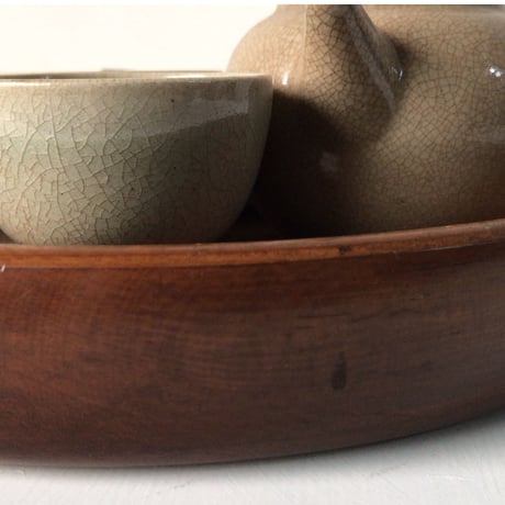 木製 くり抜き盆　小さめサイズ26.2cm  木工 工芸品 木製無垢材 民藝 キッチンツール