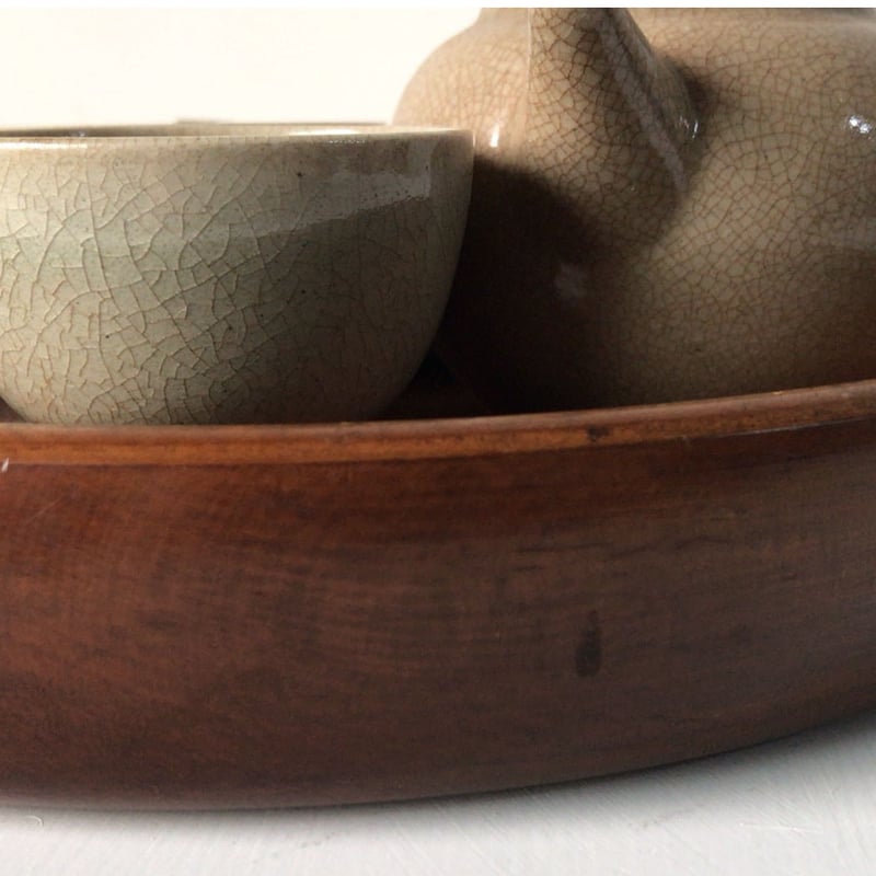 木製 くり抜き盆 小さめサイズ26.2cm 木工 工芸品 木製無垢材 民藝