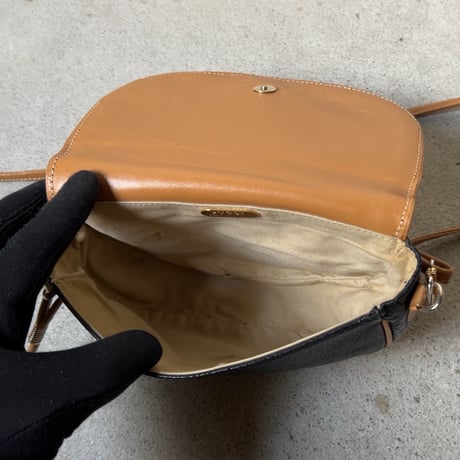 H様おまとめ品  GUCCI グッチ オールドグッチ グッチプラス 型押しレザー ポシェット ミニショルダーバッグ ブラック/ブラウン バイカラー  ヴィンテージ箱有 中古美品