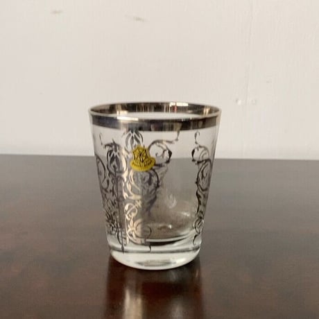 TOYO-SASAKI GLASS  東洋佐々木ガラス 昭和期 デッドストック ガラスコップ5個セット  銀プリント シール有り 未使用品  ロックグラス兼デザートカップ兼ディナーグラス ヴィンテージ