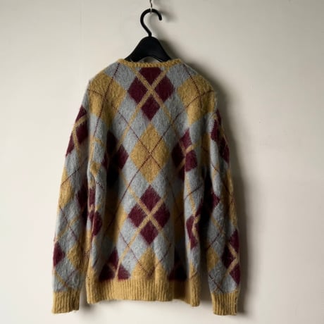NEEDLES ニードルズ モヘアカーディガン ダイヤ柄 アーガイル マスタード/ボルドー/サックス　size XS メンズ  NEPENTHES ネペンテス 中古美品