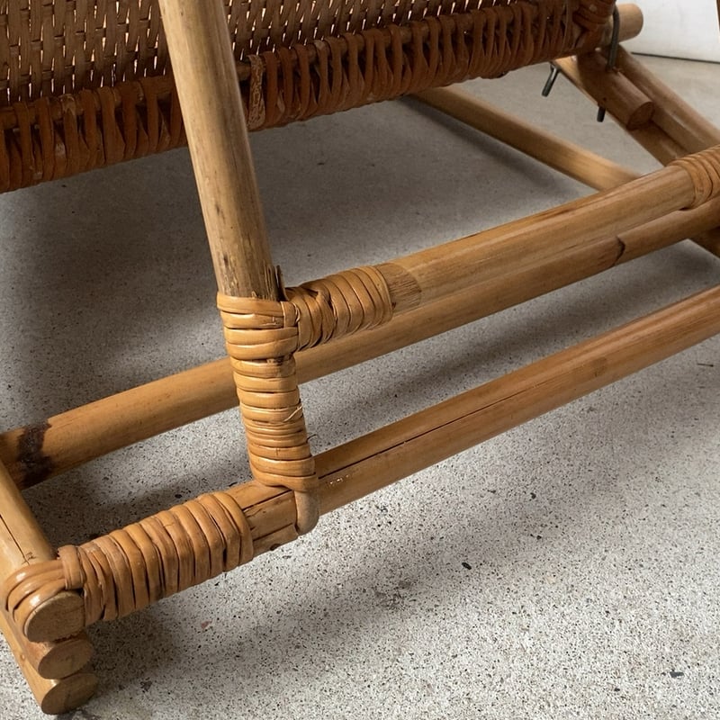 1960年代製 ヴィンテージ ラタンローチェア 籐編み 座椅子 2段階