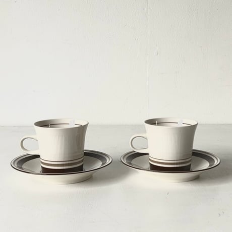 NIKKO ニッコー  オールドカップ&ソーサー箱入6客セット ダークブラウン ライン ジャパンヴィンテージ デッドストック 未使用品