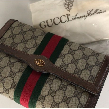 GUCCI オールドグッチ セカンドバッグ クラッチバッグ GG柄 コーティングキャンバス 保存袋付き 16.001.44 中古美品　ヴィンテージバッグ