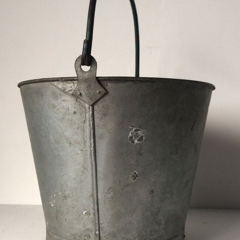 ヴィンテージ ブリキ バケツ 大正 昭和 鉄製 Sマーク 持ち手が太い