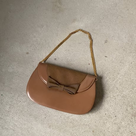 GIVENCHY  SACS ジバンシィサックス  パーティーバッグ  リボンモチーフ 2way(クラッチ/チェーンバッグ) ライトブラウン ゴールド金具  箱有り 中古品