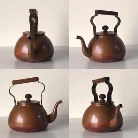 DOWA coppermate  ドーワ コッパーメイト　純銅ケトル  木の持ち手・木の摘み  ヴィンテージやかん  アンティークキッチンツール