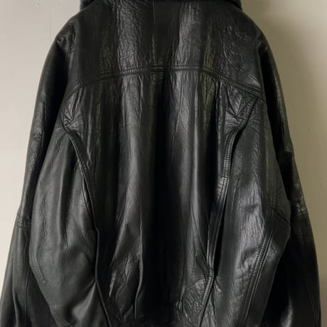 BURBERRYS バーバリーズ  80s～90s ヴィンテージレザージャケット 旧タグ ボアブルゾン 黒 革ジャン ブルゾン  ジャンパー 本革 オールレザー ブラック 古着 中古良品