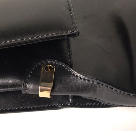 CELINE セリーヌ ゴールド  マカダム金具  カーフレザー  ショルダーバッグ ブラック  ヴィンテージ  オールド  美品