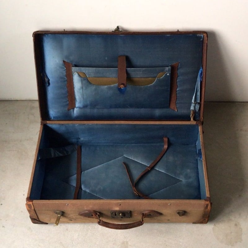 アンティーク トランク キャンバス/ウッド/レザー コンビ構造 木枠