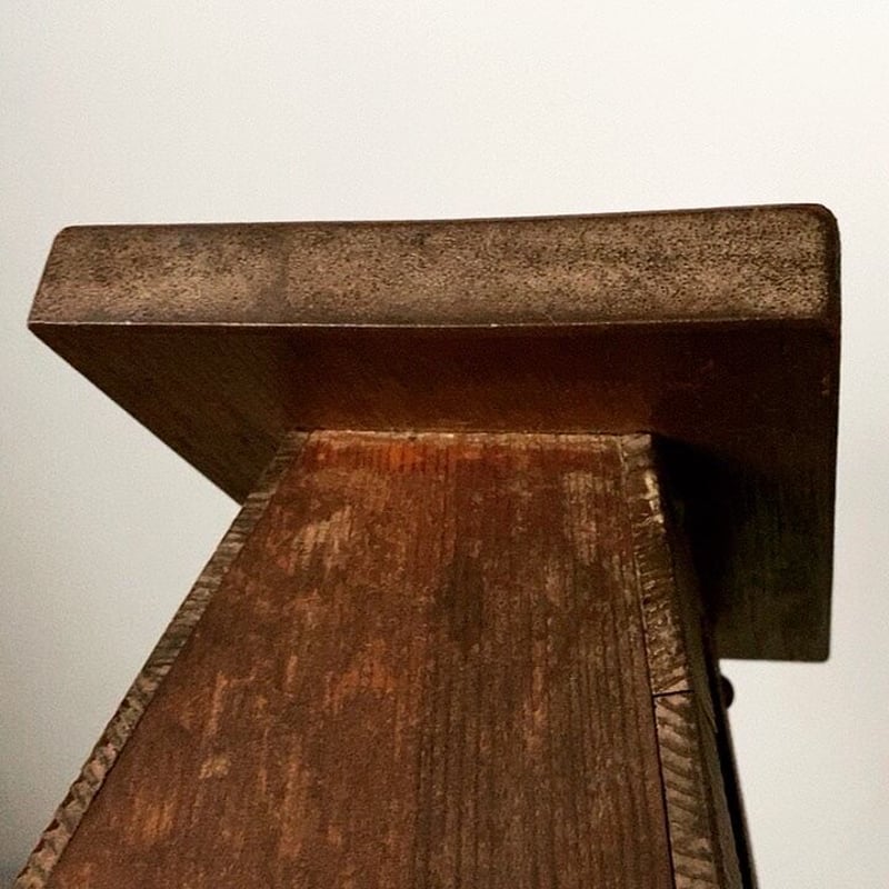 昭和初期 古い踏台 リベット補強 スツールや花台としてもヴィンテージステップ 古い木製の作業椅子 幅約39cm 腰掛け 木の椅子 花台 踏み台
