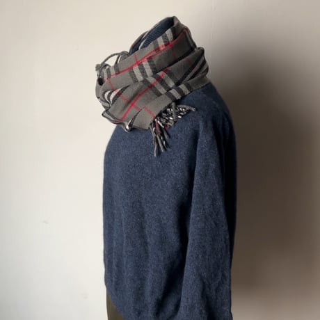 BURBERRYS バーバリーズ  LAMBSWOOL 100% ラムウール マフラー グレーノバチェック　70s～80s イギリスヴィンテージ made in england 中古品