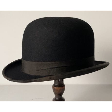 Teikokuhat co  帝国ハット HOKWAN BRAND  ヴィンテージボーラーハット ユニセックス 頭周約58.5cm ブラック  シルクハット 山高帽  紙タグ付きの美品