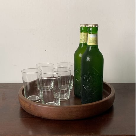 GLASS WARE TUMBLER SET  ヴィンテージ 瓶ビールグラス 5個セット ごく普通のシンプルな古いミニグラス 未使用品 デッドストック