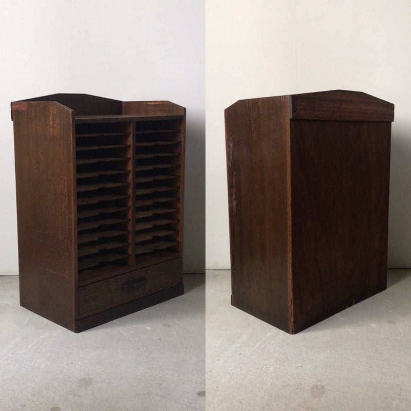 アンティーク カルテ棚24段 ＋ 引き出し1杯 昭和 戦前ヴィンテージ家具