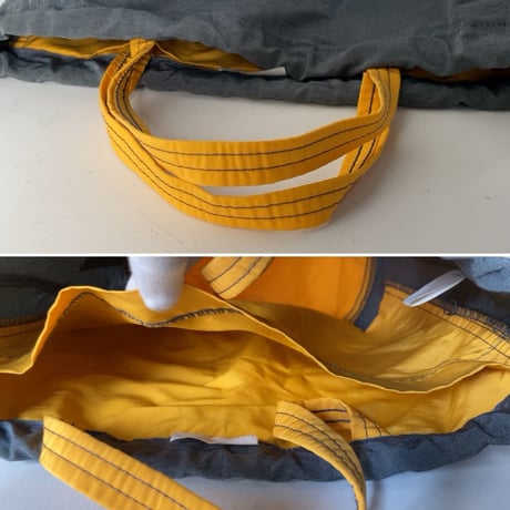 NAPRON  patientsbag  ナプロンのペーシェントバッグ  グレー/イエロー バイカラー好配色 2wayトートバッグ 巾着 鞄 64クロス 中古品