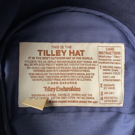 Tilley HAT  ティリーハット　Tilley Endurables 1−800endures ネイビー size7 1/2  60.5cm カナダ製　中古美品