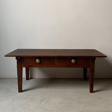 古い引出し文机  昭和初期 木製無垢材 2 杯引出し 座卓  風合豊かな木の机 良品