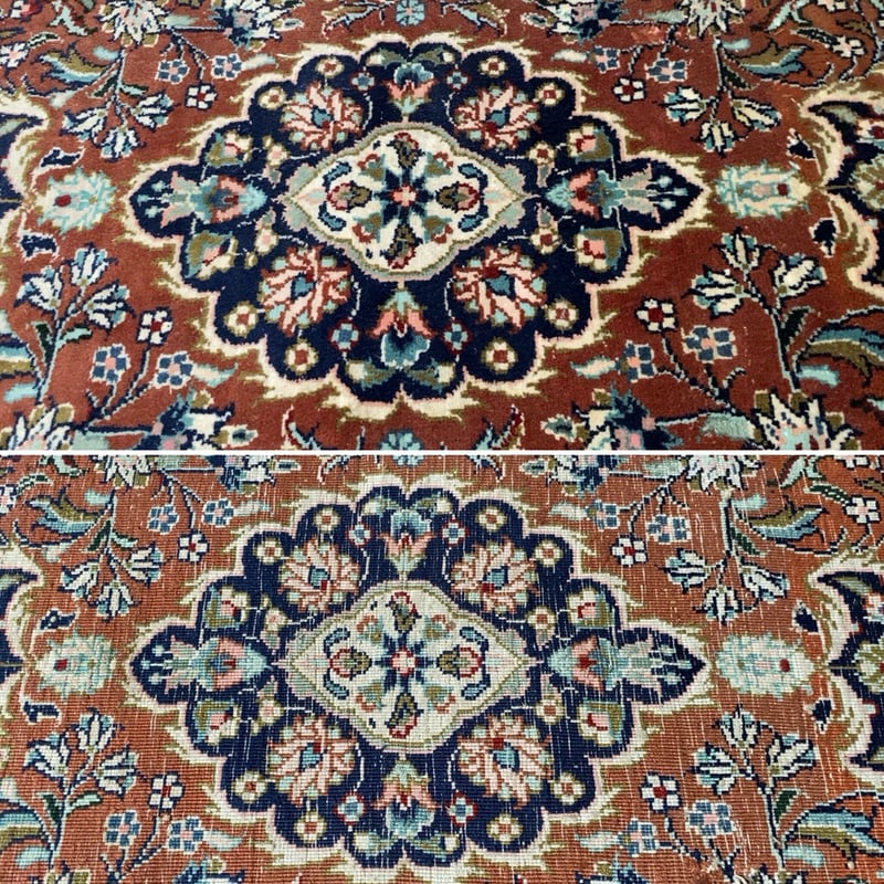 ⭐︎大型ヴィンテージラグ⭐︎ペルシャ絨毯(249×127cm)ウール・ブラウン 茶色 ペルシャ絨毯 玄関マット ブラウン/ネイビー 93×63cm ポシティー