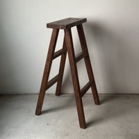 昭和期 折り畳み式 木製脚立 ウッドラダー 小型ハシゴ 黒ヤケ 木工 ホゾ加工 ペイント跡 ジャパンヴィンテージ 良品