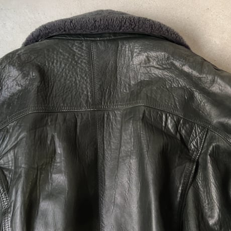 BURBERRYS バーバリーズ  80s～90s ヴィンテージレザージャケット 旧タグ ボアブルゾン 黒 革ジャン ブルゾン  ジャンパー 本革 オールレザー ブラック 古着 中古良品