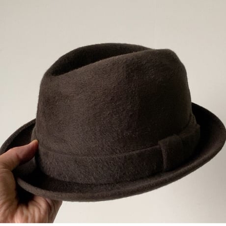 Borsalino ボルサリーノ  オールドボルサリーノ ヴィンテージハット 山高帽 中折れ帽 ソフト帽 ダークブラウン  ユニセックス実寸頭周約56.5cm ツバ短め グッドバランス