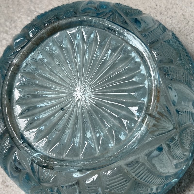 アンティーク プレスガラス デザート深皿 直径約15.5cm 中鉢 レース