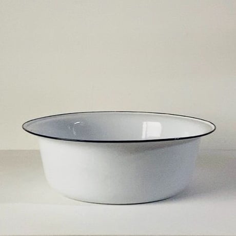 KIYOSU enameled ware キヨス ホーロー 洗面桶 36cm 大きめの洗面器 白/紺 ヴィンテージ デッドストック品 made in japan