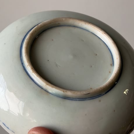 大正期 松柄の古い染付け小皿［5枚セット］呉須 松絵 染付 茶縁 小皿 豆皿 手書き 絵付 グッドバランス 美品範疇