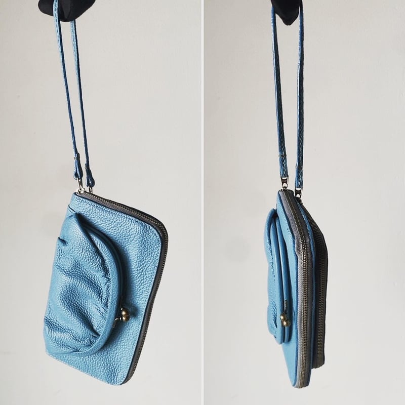 ebagos エバゴス 型押レザー口金ファスナー財布 ターコイズ ebagos エバゴス 型押レザー口金ファスナー財布 ターコイズ