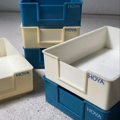 HOYA ホヤ 業務用 レンズトレー6個セット レンズボックス スタッグボックス 小物入れ 道具入れ ヴィンテージ ツールボックス プラケース ロゴ入 バイカラー 良品