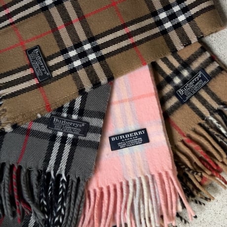 BURBERRY LONDON  バーバリーロンドン LAMBSWOOL 100% ラムウール マフラー ピンクノバチェック イギリス製  made in england 中古品