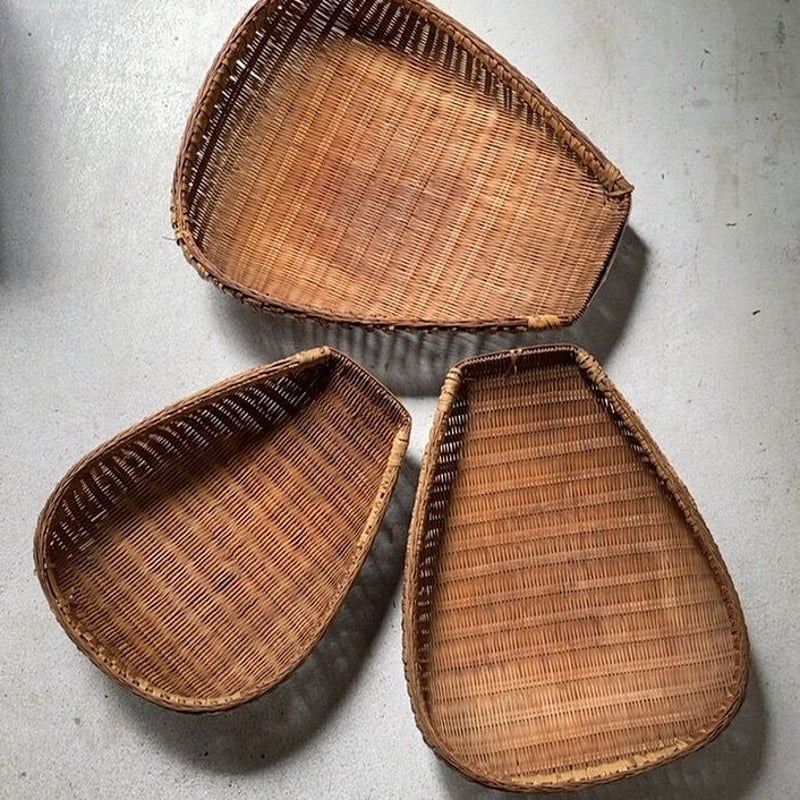 片口ざる 入れ子3点セット ヴィンテージ 箕ざる 竹編みザル 竹 片口ざる 入れ子3点セット ヴィンテージ 箕ざる 竹編みザル 竹