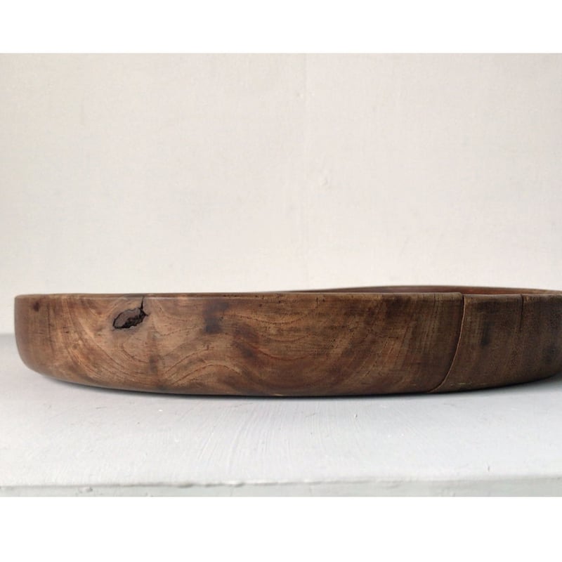 欅 くり抜き盆 木製 無垢材 32cm トレー お盆 木工品 美木目 美