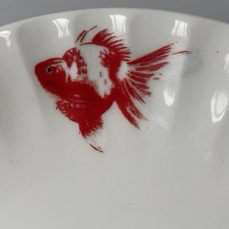 古作 金魚柄 コーヒーカップ＆ソーサー 6客セットデッドストック  昭和中期 戦後　箱有  完品