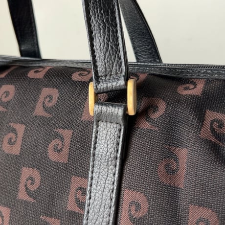 PIERRE CARDIN ピエールカルダン  90sミニボストンバッグ モノグラム ブラック/ダークブラウン ゴールド金具 ヴィンテージ 中古良品