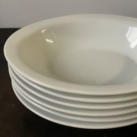 純喫茶のカレー皿 (5枚セット) 昭和期 楕円深型 業務用カレー皿 used