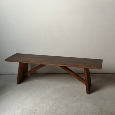 昭和期 木製ベンチ 花台 飾り台 踏み台  黒ヤケ ジャパンヴィンテージ 古道具 古家具 良品