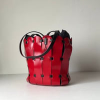 DEL CONTE  デルコンテ  90s レザートートバッグ フラワーバッグ レッド/ブラック 革鞄 made in italy 中古美品