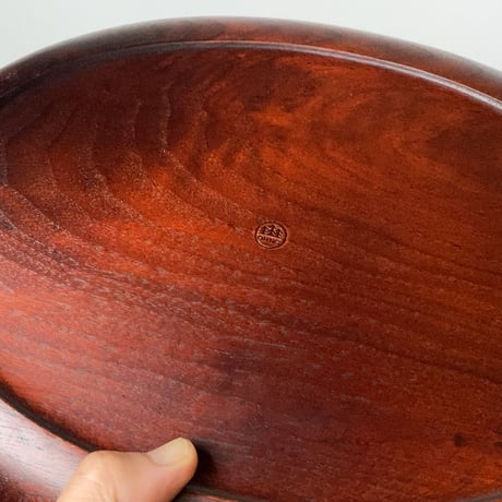 OHNO 大野木工 サンドイッチトレイ3号 幅34cm オーバル型 トレー　楕円盆 くり抜き盆 木工 岩手工芸 中古美品
