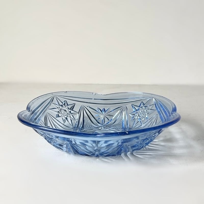 アンティークプレスガラス デザートプレート 大皿 幅約20cm