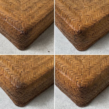 小さい竹行李33cm  昭和期  竹編みの道具箱 レターケース 古籠 古箱 竹工芸 古民藝