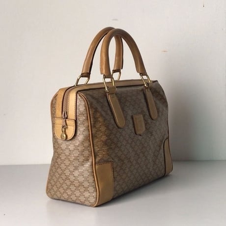 CELINE  セリーヌ   マカダム柄 ブラゾンロゴ  ヴィンテージ ハンドバッグ   ベージュ  中古美品