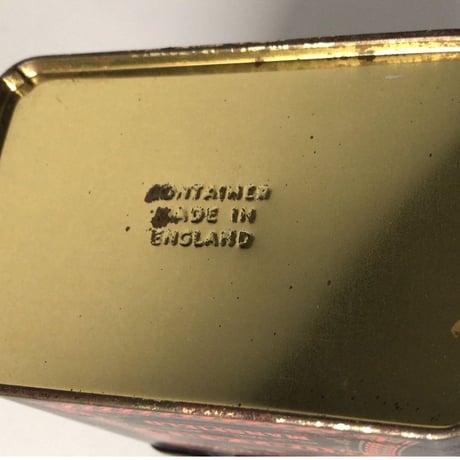 イギリス製 アンティーク  マスタードのカンカン 蓋フラップ  ヴィンテージ 食品缶 古道具 古いカンカン 小物入れ made in England