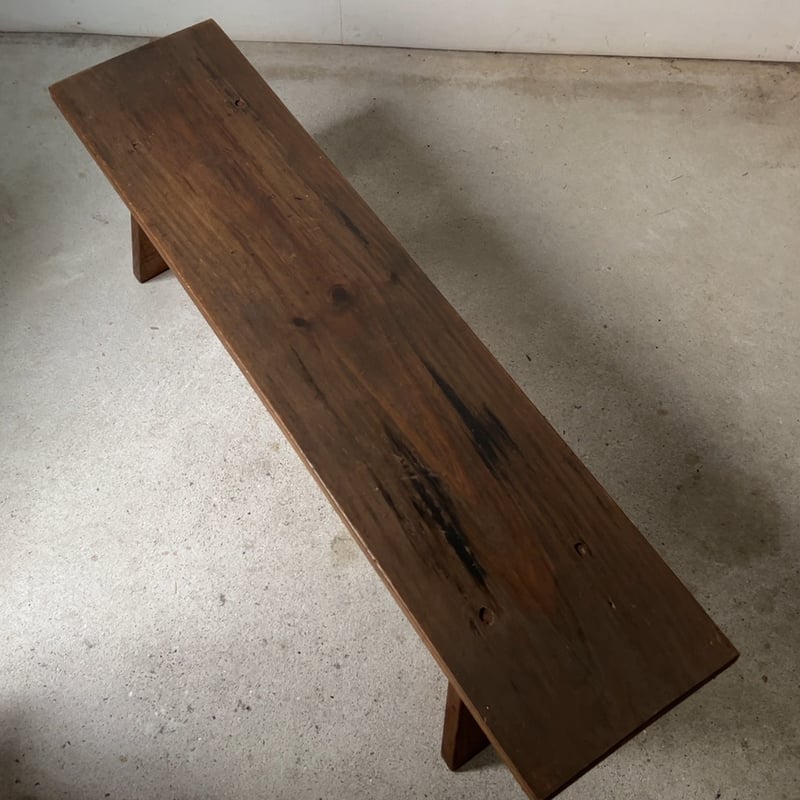 昭和期 木製ベンチ 花台 飾り台 踏み台 黒ヤケ ジャパンヴィンテージ