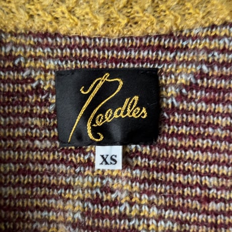NEEDLES ニードルズ モヘアカーディガン ダイヤ柄 アーガイル マスタード/ボルドー/サックス　size XS メンズ  NEPENTHES ネペンテス 中古美品